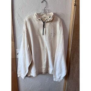 Tommy Bahama Relax Mens Cream Quarter Zip Sweatshirt Pullover Embroidered XXL
